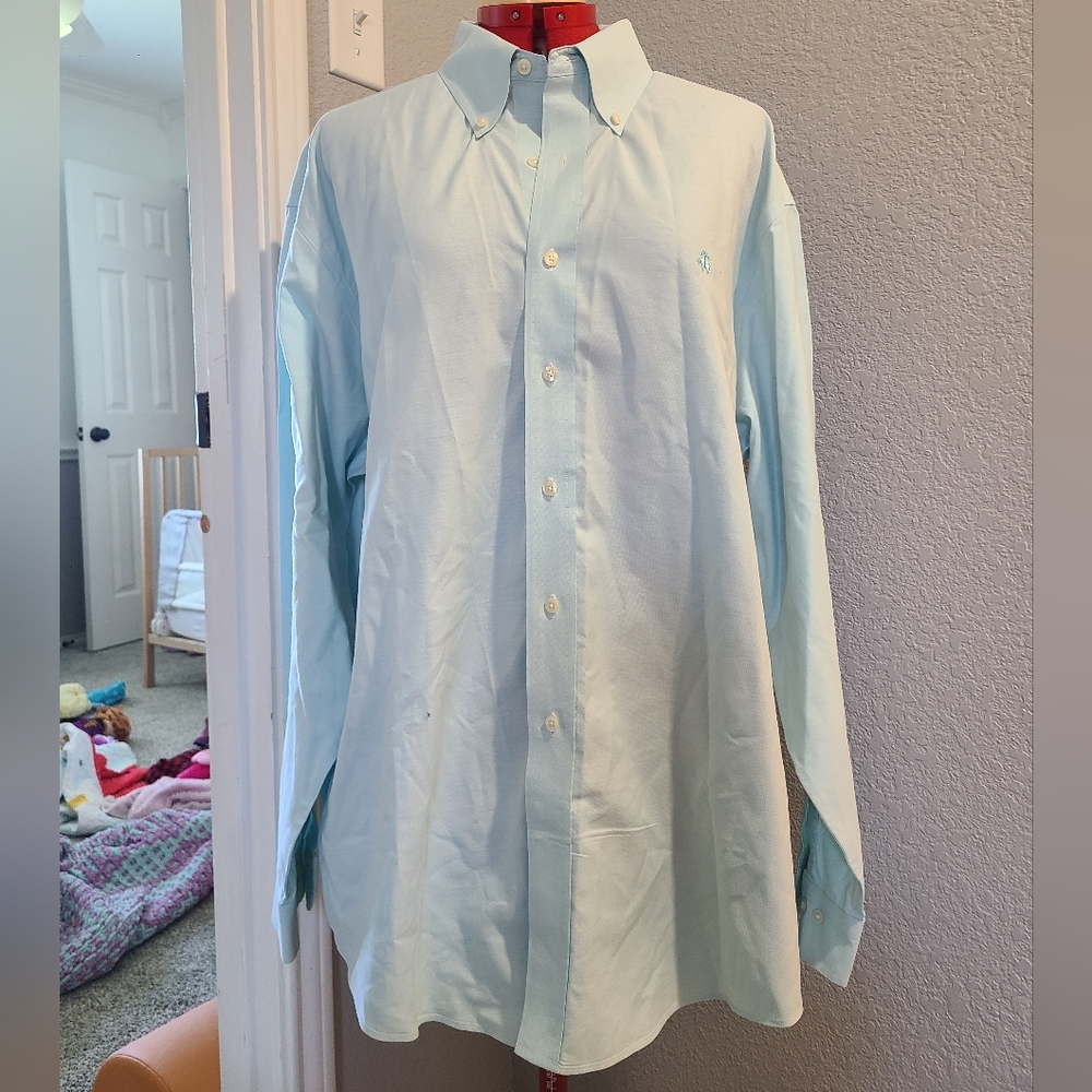 Brooks Brothers Original Polo Shirt Regular Fit Light Blue Button Down Shirt XL